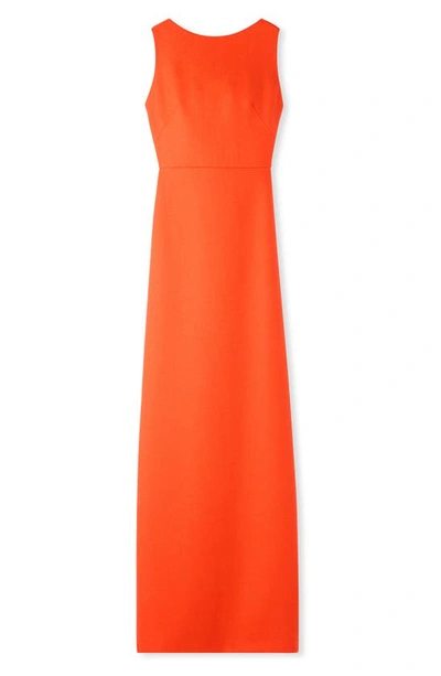 Shop St John Cowl Back Sleeveless Wool Gown In Persimmon