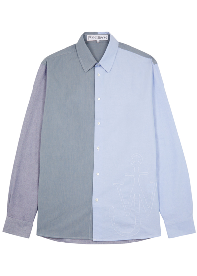 Shop Jw Anderson Patchwork Cotton Shirt In Blue