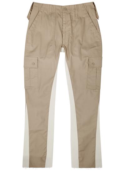 Shop Jeanius Bar Atelier Panelled Twill Cargo Trousers In Tan