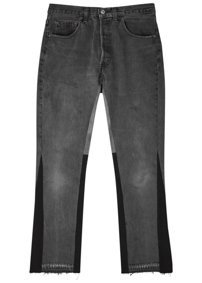 Shop Jeanius Bar Atelier Panelled Flared Jeans In Dark Grey