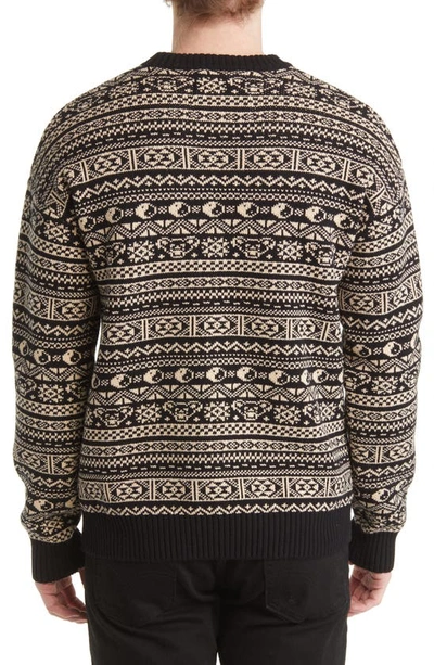 Shop Schott Bear Motif Fair Isle Sweater In Beige/ Black