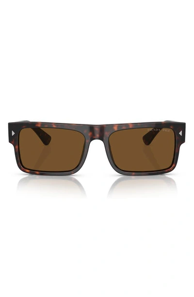Prada Tortoiseshell Acetate Rectangular Sunglasses In Havana