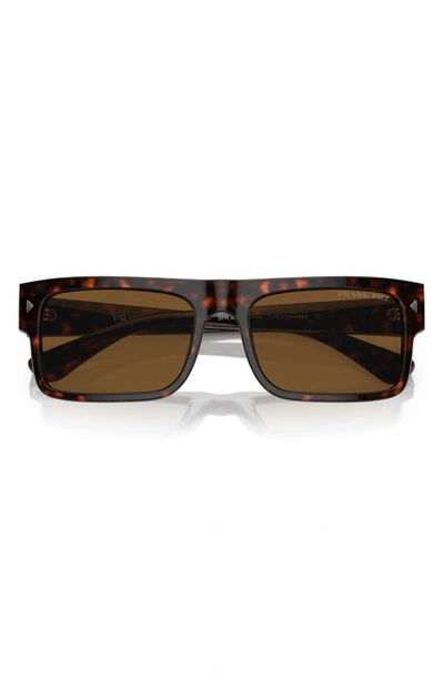 Shop Prada 59mm Polarized Rectangular Sunglasses In Havana