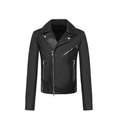 Shop Balmain Leather Jacket In Black