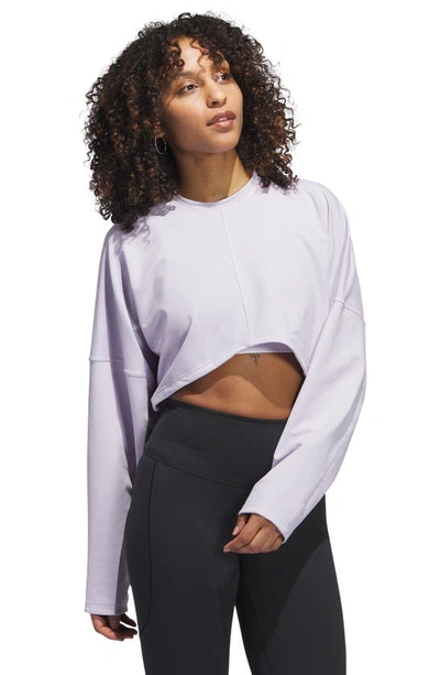 Shop Adidas Originals Aeroready Yoga Studio Crop Sweatshirt In Silver Dawn