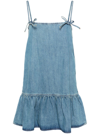 Shop Ganni Blue Tint Denim Mini Dress