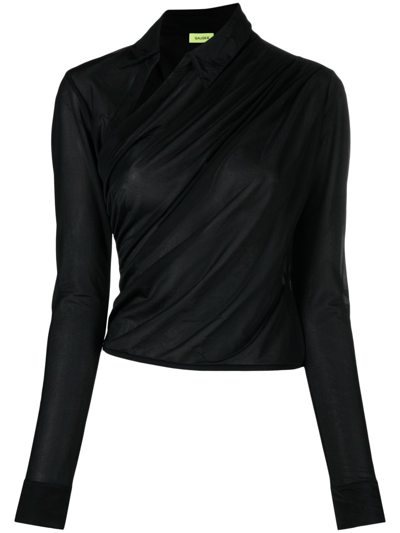 Shop Gauge81 Black Alia Ruched Asymmetric Shirt