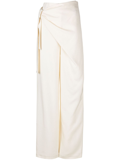Shop Gauge81 Neutral Carlow Draped Straight Trousers In Neutrals