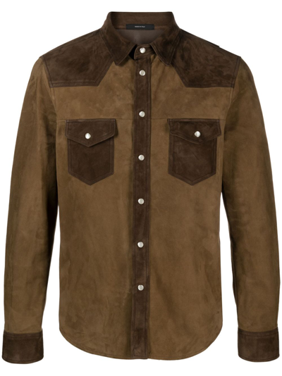 Shop Tom Ford Suede Shirt - Men's - Lambskin In Brown