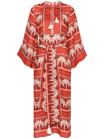Shop Johanna Ortiz Red Wild Savannah Linen Dress