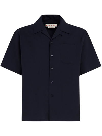 Shop Marni Blue Virgin-wool Shirt