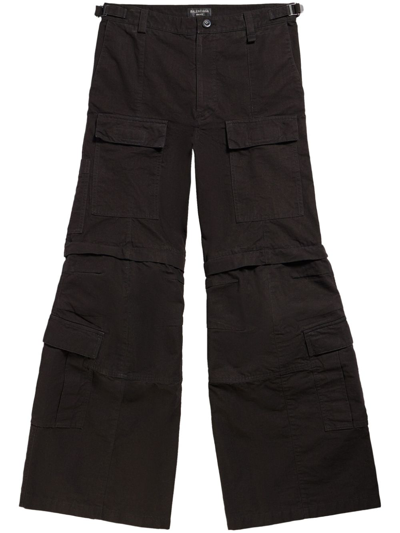 Shop Balenciaga Black Cargo Cotton Trousers