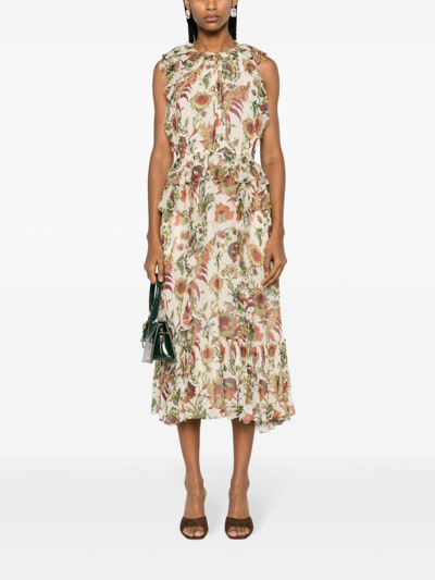 Shop Ulla Johnson White Adrienne Silk Midi Dress - Women's - Polyester/silk In Neutrals