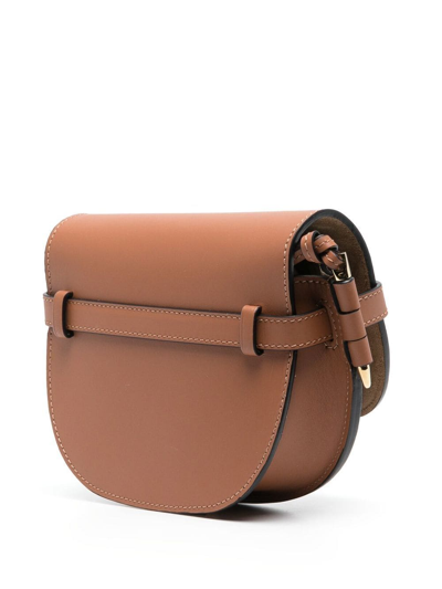 Shop Loewe Mini Gate Dual Leather Crossbody Bag In Brown