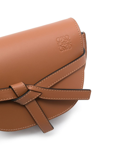Shop Loewe Mini Gate Dual Leather Crossbody Bag In Brown