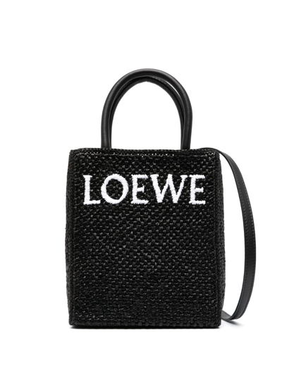 Shop Loewe Standard A5 Raffia Tote Bag In Black