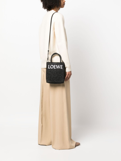 Shop Loewe Standard A5 Raffia Tote Bag In Black