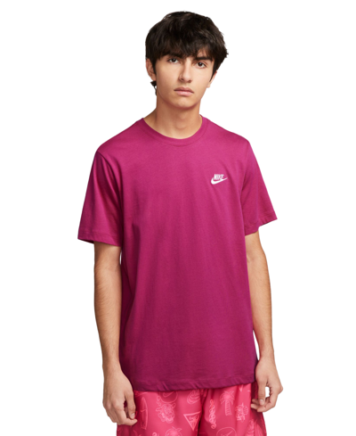 Shop Nike Men's Sportswear Club T-shirt In Fireberry