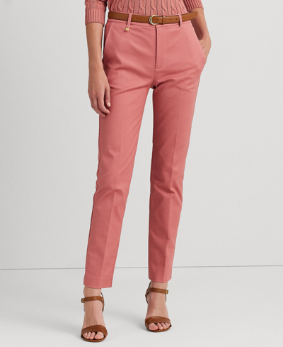 Shop Lauren Ralph Lauren Petite Essential Mid-rise Crease-front Pants In Pink Mahogany