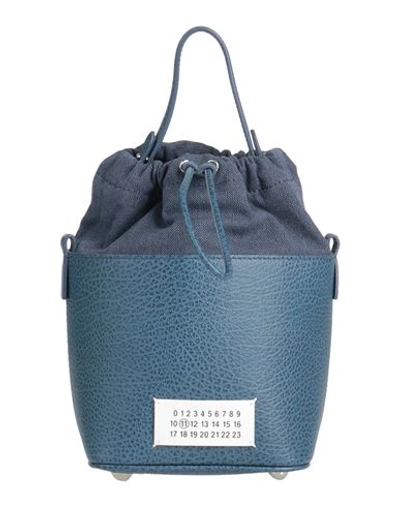 Shop Maison Margiela Woman Handbag Blue Size - Bovine Leather, Cotton, Polyester, Brass, Zinc