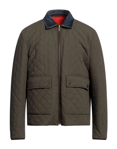 Shop Dsquared2 Man Jacket Military Green Size M Cotton, Elastane