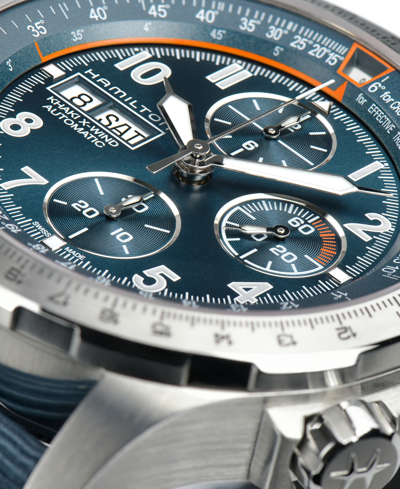 Shop Hamilton Men's Swiss Automatic Chronograph Khaki Aviation X-wind Blue Textile Strap Watch 45mm