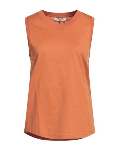 S Max Mara ' Woman Tank Top Camel Size M Cotton In Beige