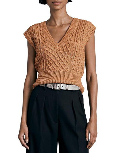 Shop Rag & Bone Elizabeth Womens Wool Blend Cropped Sweater Vest In Brown