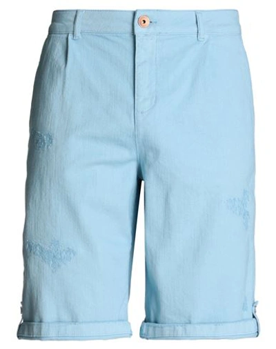 Shop Berna Man Shorts & Bermuda Shorts Light Blue Size 32 Cotton, Elastane
