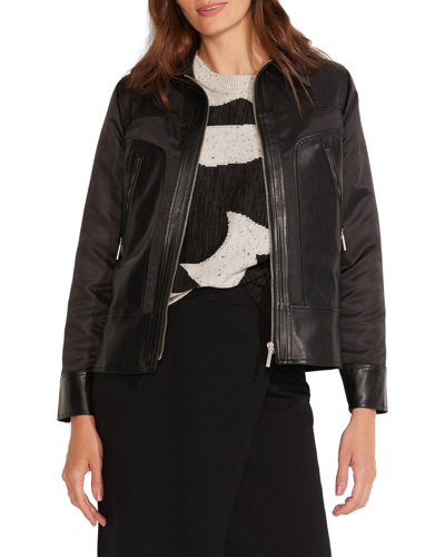 Shop Nic + Zoe Faux Leather Mix Jacket In Black