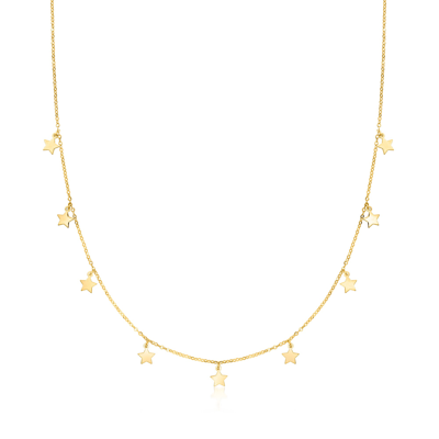 Canaria Fine Jewelry Canaria Italian 10kt Yellow Gold Mini Star Station Necklace In Multi