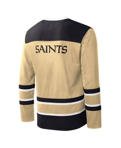 Shop Starter Men's  Gold New Orleans Saints Cross-check V-neck Long Sleeve T-shirt