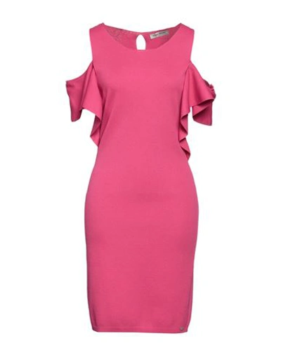 Shop Angelo Marani Woman Mini Dress Magenta Size 6 Viscose, Polyamide