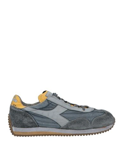Shop Diadora Heritage Man Sneakers Slate Blue Size 11 Soft Leather, Textile Fibers