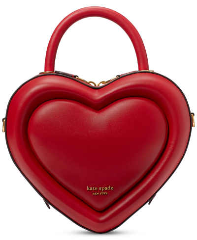Shop Kate Spade Pitter Patter Smooth Leather 3d Heart Crossbody In Perfect Cherry