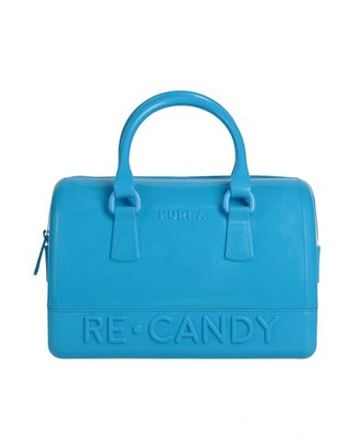 Shop Furla Woman Handbag Azure Size - Recycled Thermoplastic Polyurethane, Thermoplastic Polyurethane In Blue