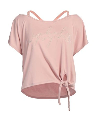 Ea7 Woman T-shirt Light Pink Size Xs Modal, Polyester In Pink