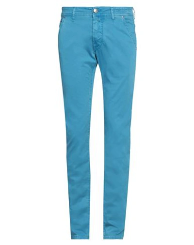 Shop Jacob Cohёn Man Pants Azure Size 30 Cotton, Elastane In Blue