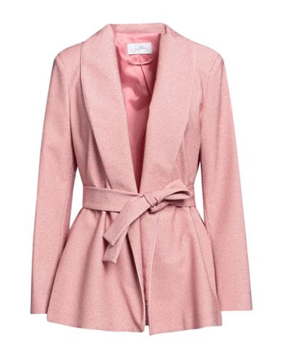 Soallure Woman Blazer Pink Size 8 Viscose, Polyester, Polyamide, Elastane In Pink
