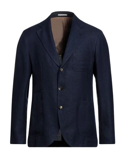 Shop Brunello Cucinelli Man Blazer Midnight Blue Size 40 Linen, Wool, Silk