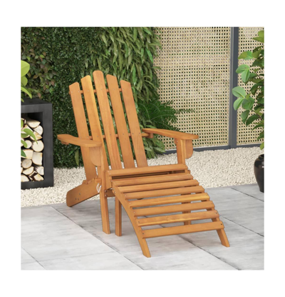 Shop Vidaxl Patio Adirondack Chair With Footrest Solid Wood Acacia In Brown