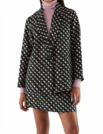 Compañía Fantástica Suit Blazer With Geometric Print In Green/pink/black In Black