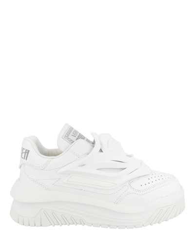 Shop Versace Odissea Caged Rubber Medusa Sneakers In White
