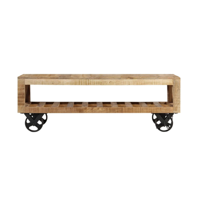 Shop Vidaxl Coffee Table With Wheels Solid Wood Mango 43.3"x19.7"x14.6" In Brown
