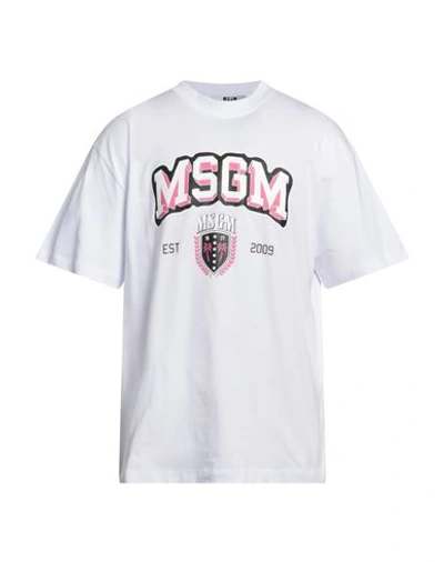 Shop Msgm Man T-shirt White Size Xl Cotton