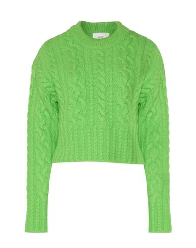Shop Ami Alexandre Mattiussi Woman Sweater Acid Green Size M Virgin Wool