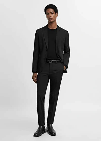 Shop Mango Stretch Fabric Super Slim-fit Suit Pants Black