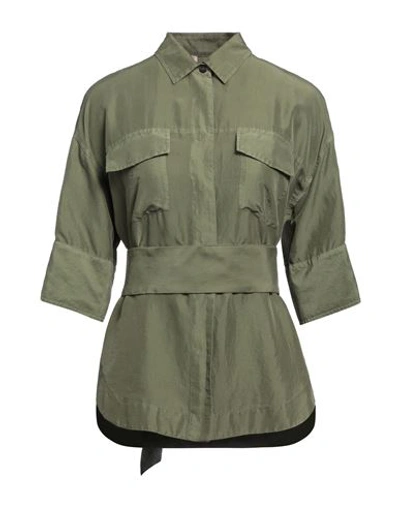 Shop A.b. A. B. Woman Shirt Military Green Size 2 Silk
