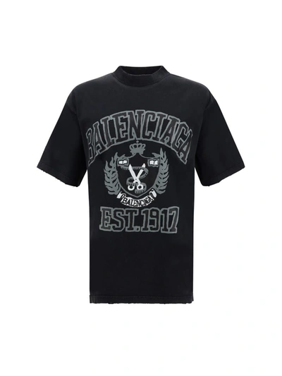 Shop Balenciaga T-shirts In Washedblack/black
