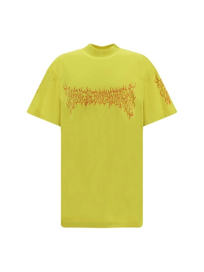 Shop Balenciaga T-shirts In Yellow/red